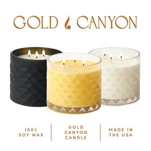 Gold Canyon Scented Candles - 14 oz Eco-Friendly Soy Wax Candle for Home Decor & Gifts - Long Lasting 40 Hours Burn Time with Three-Wick Technology & Modern Design