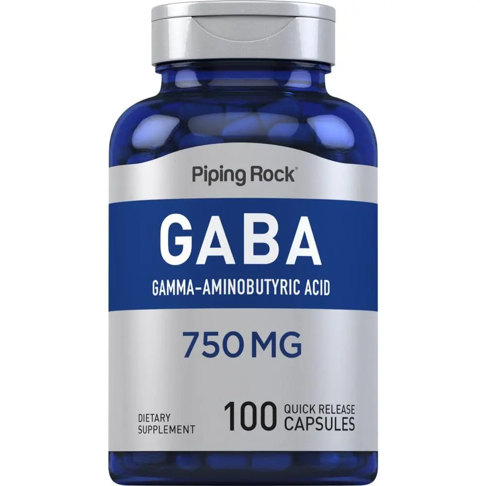 Piping Rock GABA Supplement | 750mg Capsules | 100 Count | Gamma-Aminobutyric Acid | Non-GMO, Gluten Free