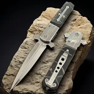 Classic 9" Chef's Knife Pearl Celtic Cross Metal Handle St. Patrick's Day High Carbon Steel Blade