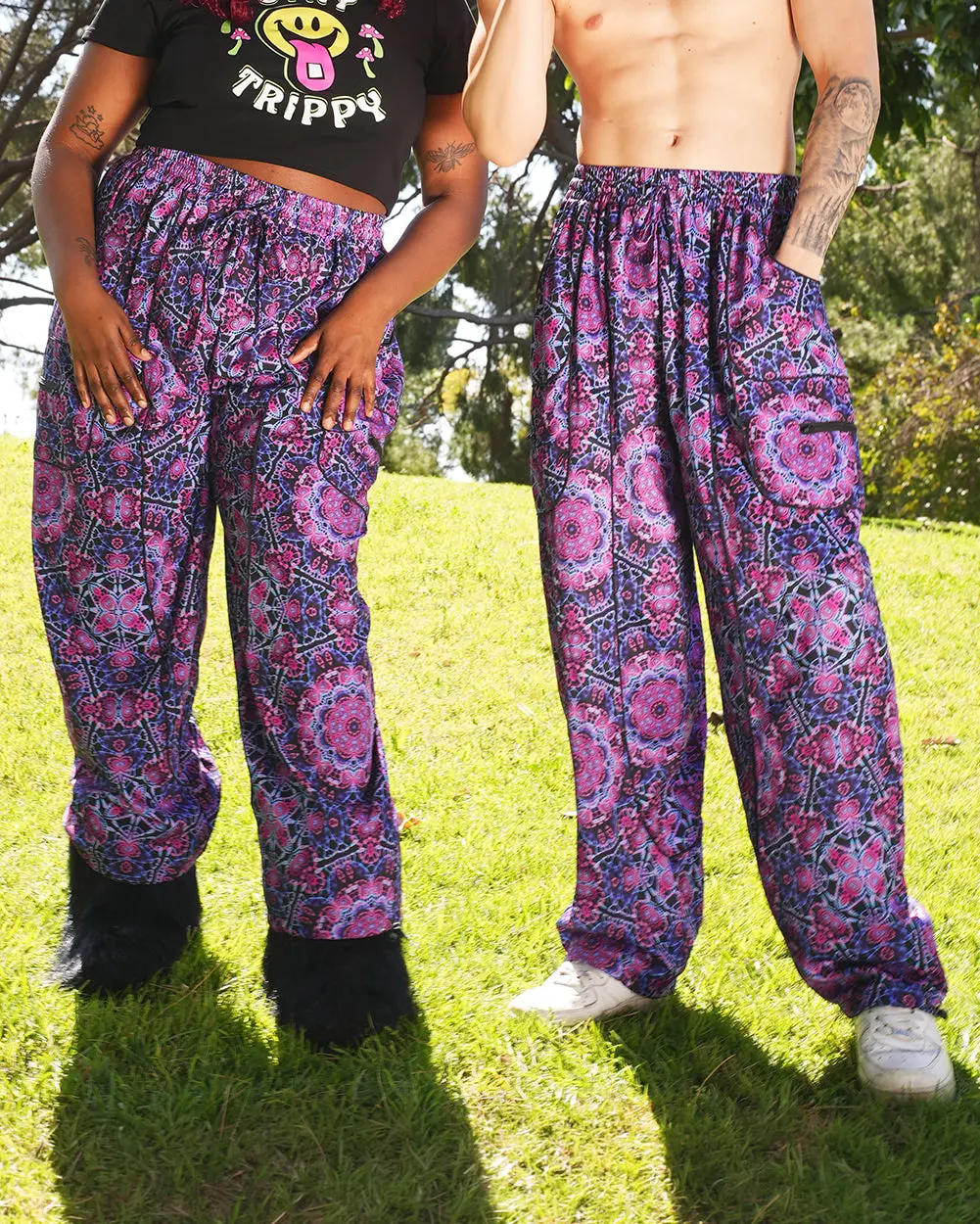 iHeartRaves Women's Original Dreamwave Harem Pants - Sporty Chic, Soft Breathable Fabric Festival Ravewear, 4 Deep Pockets, Ankle Adjusters Included, Menswear Compatible, Loose Fit Activewear Trousers