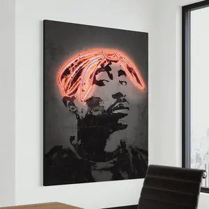 2Pac Amaru - Wall Art Abstract Neon Poster Print Rap Art, Hip Hop Ready to Hang Home Decor