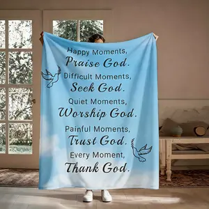High-Density Flannel Throw Blanket with Bold Print, Soft Texture Christian Faith Religious Theme Blanket, Warm Home Decor for Sofa Bed, Perfect Gift for Believers