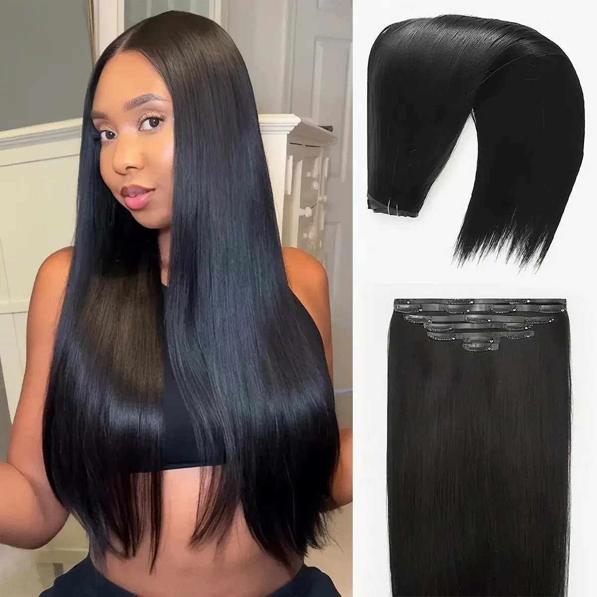 Mscoco Burmese Curly Human Hair Clip In Extensions Seamless And Invisible Edge Yaki Straight/ Body Wave/ Silky Straight Real Human Hair Clip In Quick Weave No Salon Needed 7pcs/pack Easy To Install Beginner Friendly Protect Edges #DealsForYouDays, Seamles