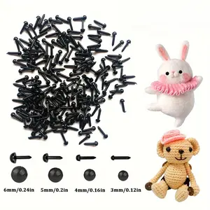 [Mini Plastic Eyes] 300pcs Mini Black Plastic Eyes | Diy Material for Sewing Small Ball Craft Eyes for Needle Felting Bears Dolls Puppet Plush Animal Sewing Making (No Washers or Backs)