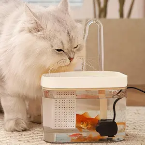 Pet Drinking Fountain, 1.5l Clear USB Rechargeable Automatic Water Bowl With Elbow, Feeding Supplies For Cats, Dogs & Birds, Automatic Water Feeder