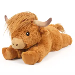 14"|1.6Lbs Highland Cow stuff Plushies toys, Weighted Stuffed Animals stich stuff Plushies, toy Gift idea, Microwavable Heating Pad for Cramps, Pain Stress Relief, Heatable Coolable Scented for Anxiety, CUCKOOL Valentine's day gift idea