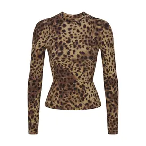 SKIMS x Dolce&Gabbana Cotton Jersey Long Sleeve T-Shirt Leopard (women) by StockX