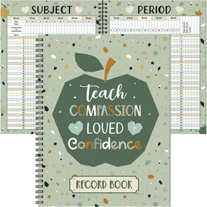 Teacher Record Book 8.5" x 11" 2026-2027 Teacher Grade Book, Classroom Spiral Bound Record Planner, Double Sided Color Printing, Ideal Office Gift School Supplies (Terrazzo)