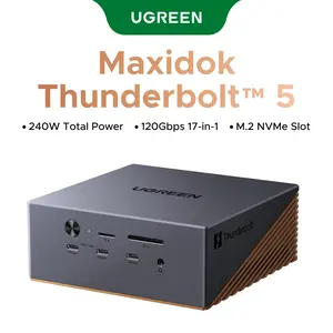 UGREEN Maxidok Thunderbolt 5 Docking Station, Revodok 17-in-1 TBT5 Dock, 120Gbps Data Transfer, 8TB M.2 NVMe SSD, Single 8K/Dual 6K@60Hz, 140W Charging, 2.5GbE, Cooling System for TBT5/4 Laptops summerwins