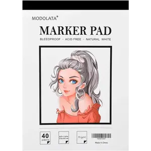 Marker Paper Sketchbook, Bleedproof Art Marker Pad, (8.27 X 11.69) Inch, White, 40 Sheets