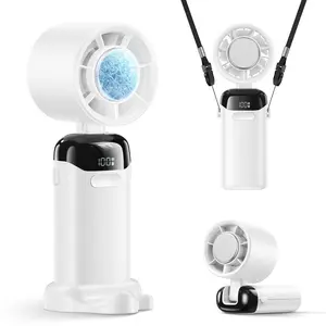 4-in-1 portable refrigeration handheld turbo fan with 200 speed settings, 21,000 revolutions per minute, 12hour cooling, digital display, 120 rotation, USB charging, Rechargeable portable fan, suitable for travel, indoor use, office desk usage