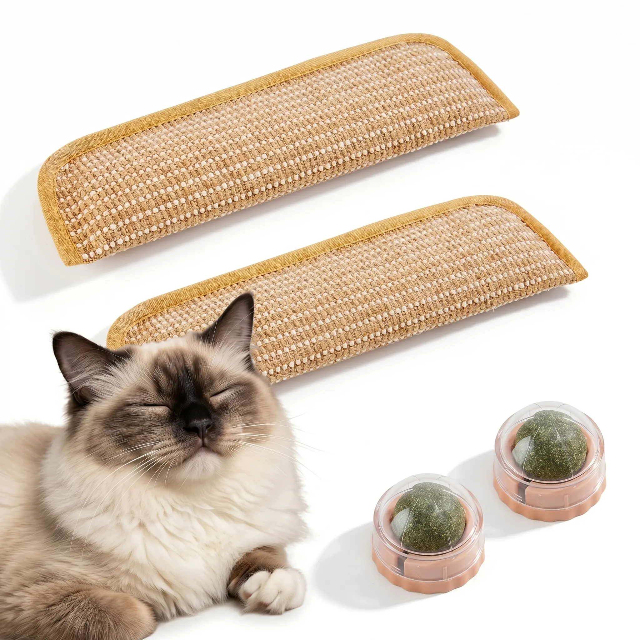 Catnip Chew Toy Set,2Pcs Catnip Kickers & 2Pcs Catnip Balls, Soft Sisal Pillow for Cats with 6000mg Organic Catn IP Durable Bite Resistant Kicking Chewing Teething Scratching for Indoor Kitten and Adult Cat (2PC)