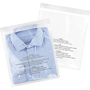 200 Pcs 12" x 15" Clear Self Seal Poly Shipping Bags with Suffocation Warning 1.6 Mil Permanent Adhesive for Clothing Shirts Packaging