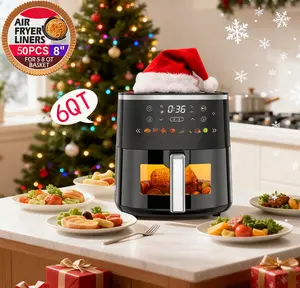 6QT Digital Air Fryer with Visible Window 8 Preset Functions Adjustable Temperature Timer 1550W Power for Crispy Fries Chicken & More Ideal Christmas Gift for Home Kitchen Appliances Multifunction