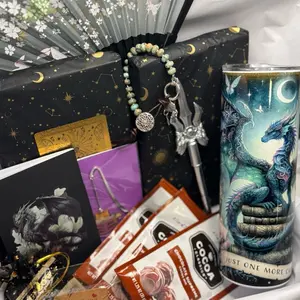 Duology- Date with a Book Box Includes Two New Books Glass Cup Paper Fan Notebook Tarot Card Tea Bag Fuzzy Socks Sword-Pen Perfect for Cozy Nights