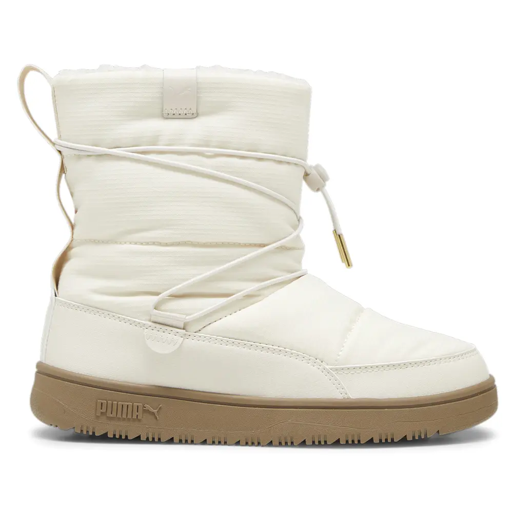 PUMA Womens Snowbae Casual Boots Ankle Low Heel 1-2" - Off White
