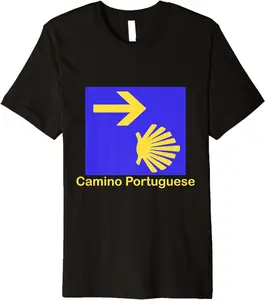 Camino Portuguese Sign - Scallop Shell And Arrow Premium T-Shirt