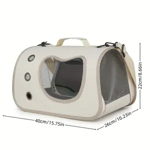 TPU Hard-Sided Portable Pet Backpack with Breathable Mesh and Zipper Closure for Cats and Dogs - Adjustable Shoulder Strap Pet Carrier