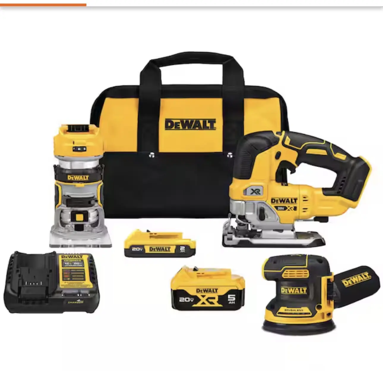 DEWALT 20-Volt Maximum Lithium-Ion Cordless 3-Tool Combo Kit with 2.0 Ah Battery, 5.0 Ah Battery, Charger and Bag