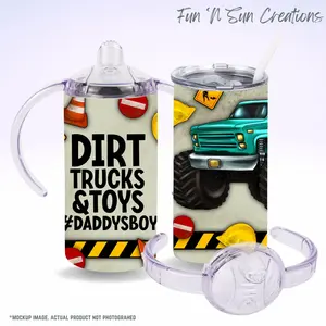 Dirt, Trucks & Toys #DaddysBoy Toddler Sippy Cup and Tumbler 12oz Stainless Steel with Durable Design for Children