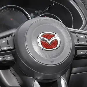 Carbon fiber Car Steering Wheel Sticker Emblem Badge for Mazda 2 3 6 5 Demio CX3 CX4 CX5 CX-4 CX-5 CX7 CX30 MX3 MX5 MS Speed Axela Atenza Interior Accessories