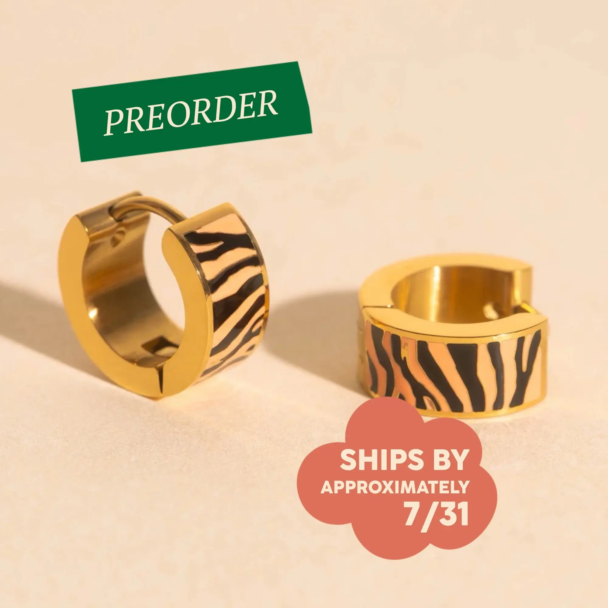 Tiger Super Chunky Huggie Hoop Earrings