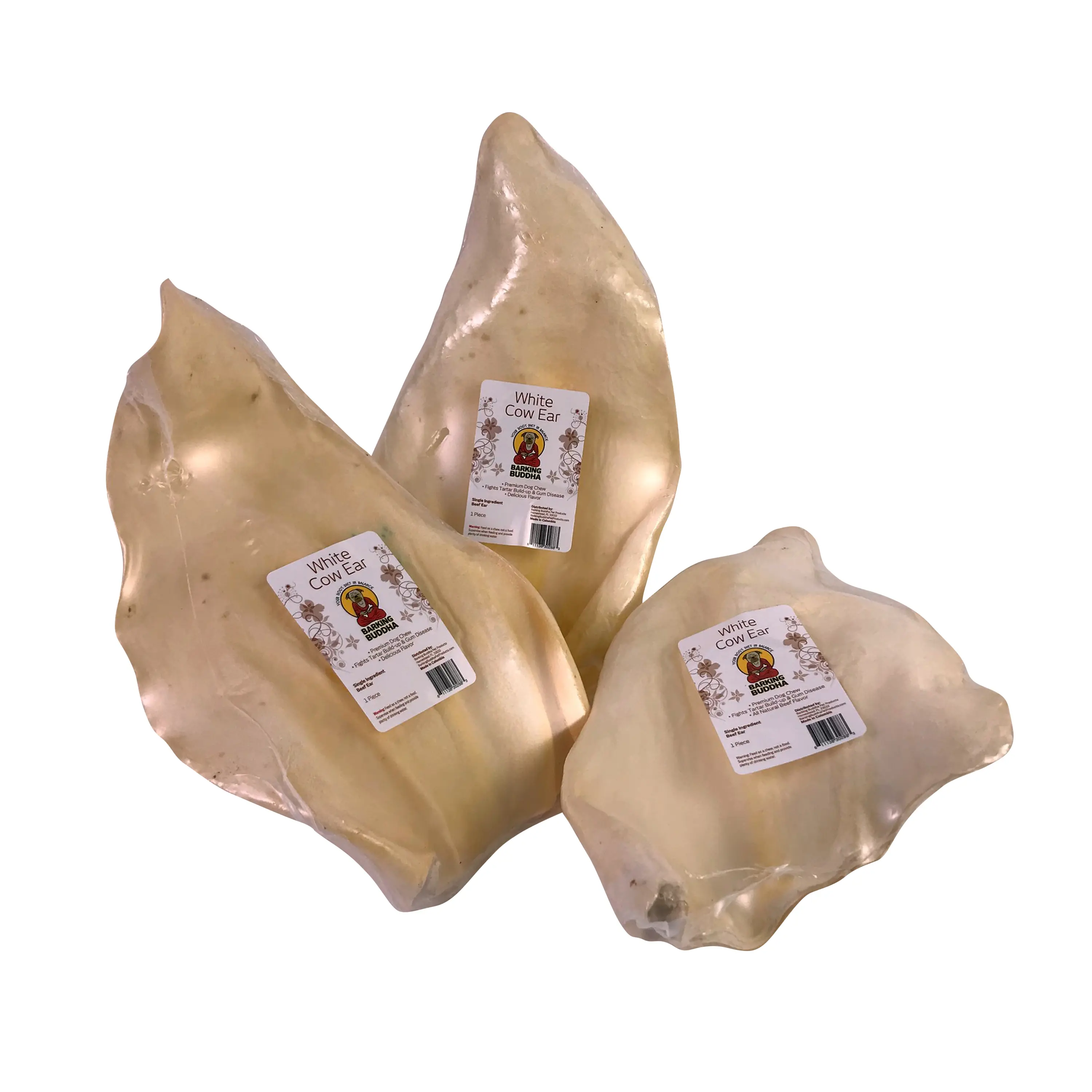 (10 Pack) White Cow Ears for Medium, Large to XL Dogs Medium Chewers
