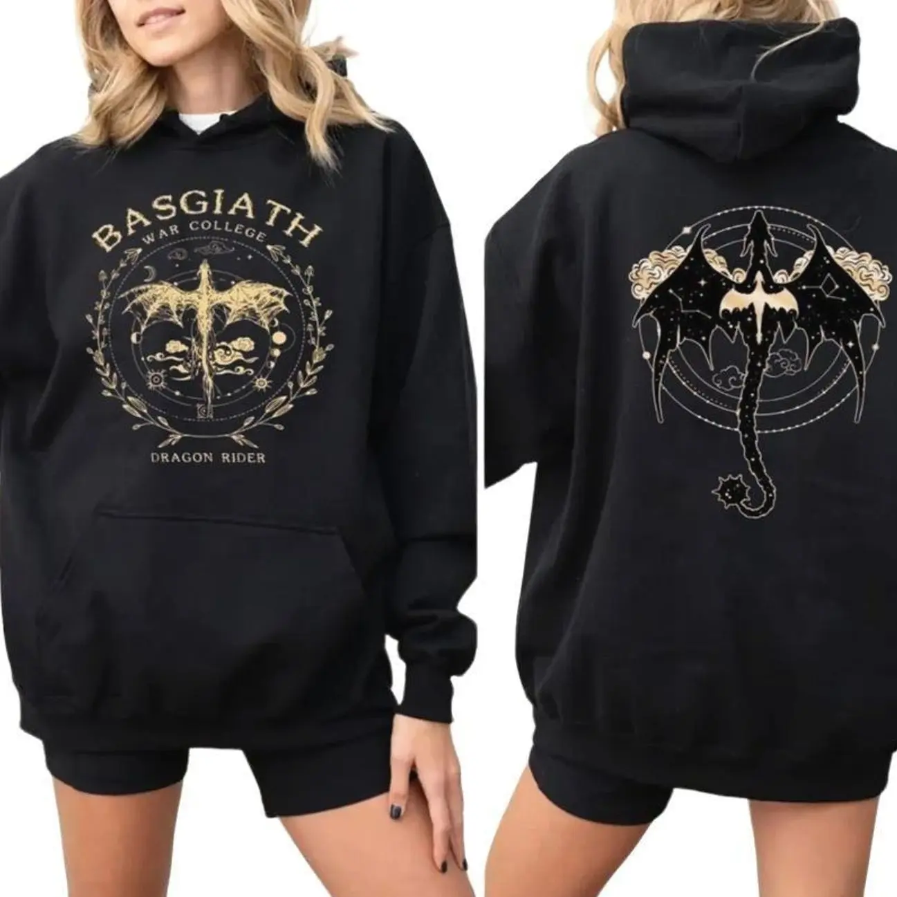 Fourth Wing Double Sided Sweatshirt Hoodie, Basgiath War College Shirt, Casual Clothing, Unisex Sweater Pullover Tee