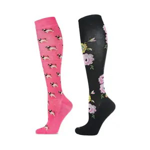 Memoi Women's Set of 2 Novelty Knee-High Compression Socks