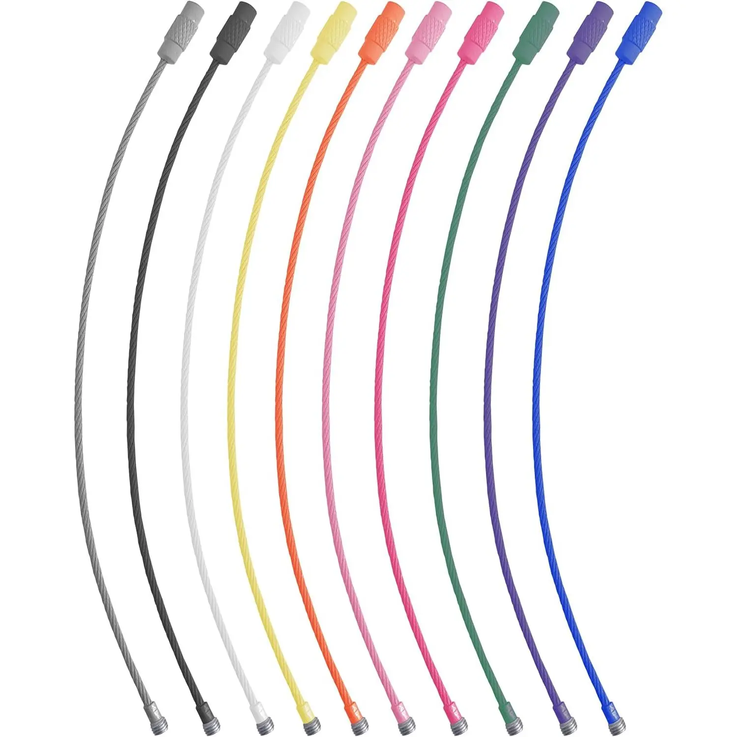 20 count Metal Wire Keychains,6" Wire Key Rings Kit,304 Stainless Steel 1.5mm Colored Coated   Loops Connecter for Luggage ID Tags