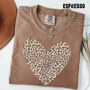 Comfort Colors Leopard Heart T-Shirt - Soft Cotton Unisex Gift, Gift for Him or Her, Unisex Stylish Top