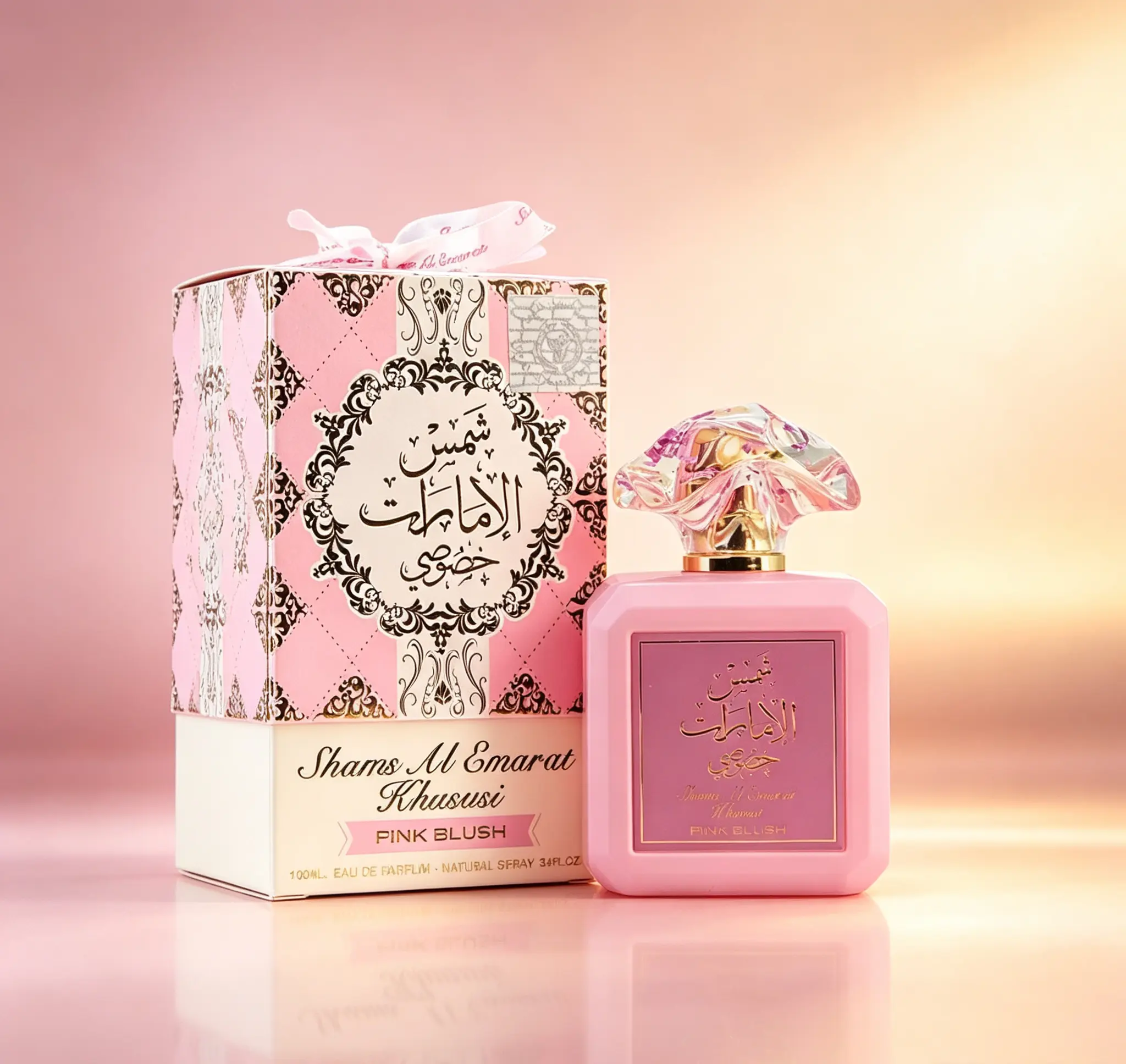 Ard al Zaafaran Pink Blush Shams Al Emarat Khususi Eau de Parfum for Women 100ML (3.4 FL.OZ), Marshmallow Blush Sweet Romantic Arabian Perfume, Captivating Scent in Elegant Pink Bottle