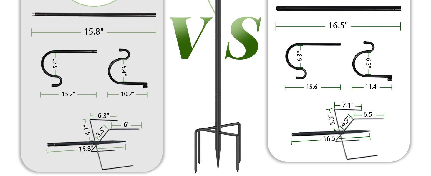 Double Shepherds Hooks for Outdoor,62 Inch/76 Inch/92 Inch, 2-Pack Heavy Duty Garden Pole for Hanging Bird Feeder, Plant Baskets, Solar Light Lanterns, Garden Plant Hanger Stands with 5 Base Prongs Double Shepherds Hooks for Outdoor,62 Inch/76 Inch/92 Inch, 2-Pack Heavy Duty Garden Pole for Hanging Bird Feeder, Plant Baskets, Solar Light Lanterns, Garden Plant Hanger Stands with 5 Base Prongs