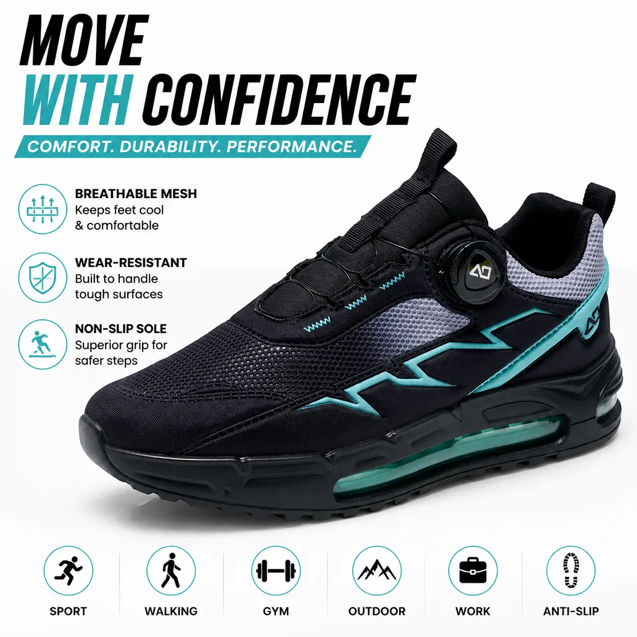 Men's Dial Lace   Running  - Lightweight and breathable mesh walking ,  providing all-day comfort. Suitable for casual wear, fitness running , and everyday use. sport watershoes men Comfortable   sneakers streetweartop footwear low stylish swear shoes