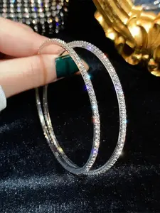 Classic Rhinestone Decorated Hoop Earrings, High Quality Earrings, Fashionable Earrings for Women, Trendy All-match & Exquisite Jewelry for Birthday Gift, Dainty Fashion Jewelry