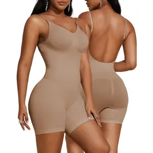 Women's Backless Shapewear Bodysuit Tummy Control Shorts Seamless Body Shaper Light Body Sculpting Low Back Compression Full Body Underwear Cami Top