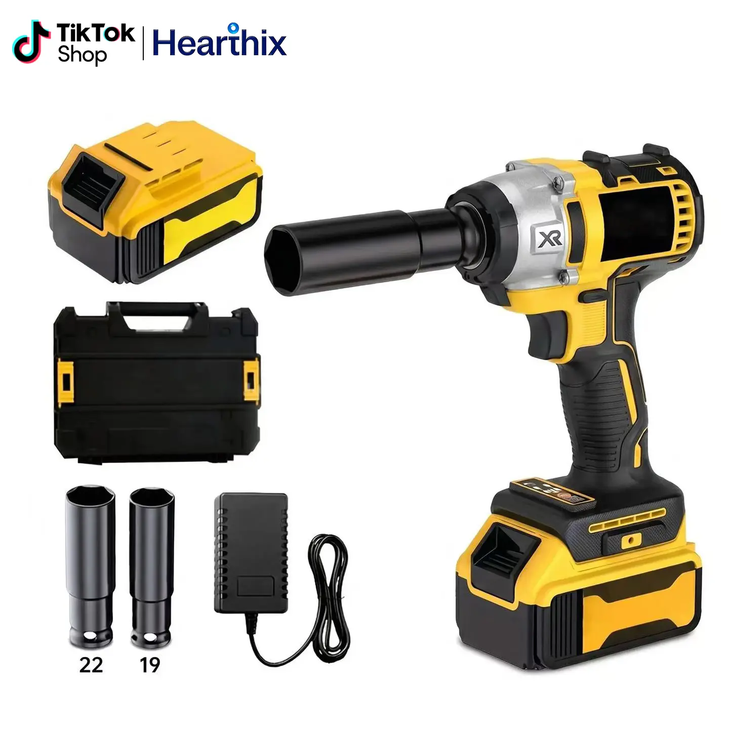 Powerful High Torque Cordless Impact Wrench & Drill Kit with one 4.0Ah Battery Charger, Complete Drill Bit & Sleeve Accessories, Electric Impact Wrench Set for Car and Heavy DIY Gift for Father's Day, Power Tools