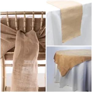 Decorative Burlap Chair Sash, Table Overlap and Table Runner for Essential Party Covers. Sold Separately