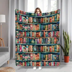 A Creatively Designed Bookshelf with a Colorful Pattern, Perfect for Modern Reading Decor. It Serves As a Blanket for Napping, Leisure, And Travel, Being Soft And Lightweight, Suitable as a gift sizes 60*80,30*40(baby ),40*50(kids),50*60