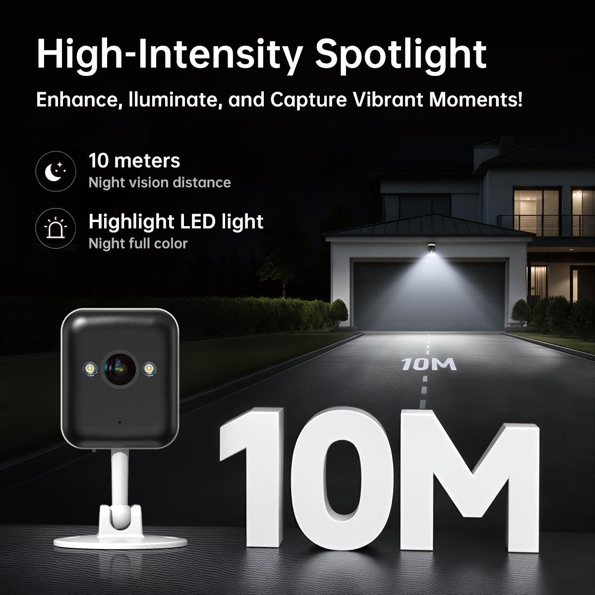 【Free Power Supply】JOOAN WiFi MINI 1080P FHD Camera Indoor And Outdoor Waterproof Security Surveillance, 1 Year Warranty, Can Still Monitor Without Network, Suitable For Home And Outdoor Use, Color Night Vision, With Spotlight And Two-Way Audio, Alexa
