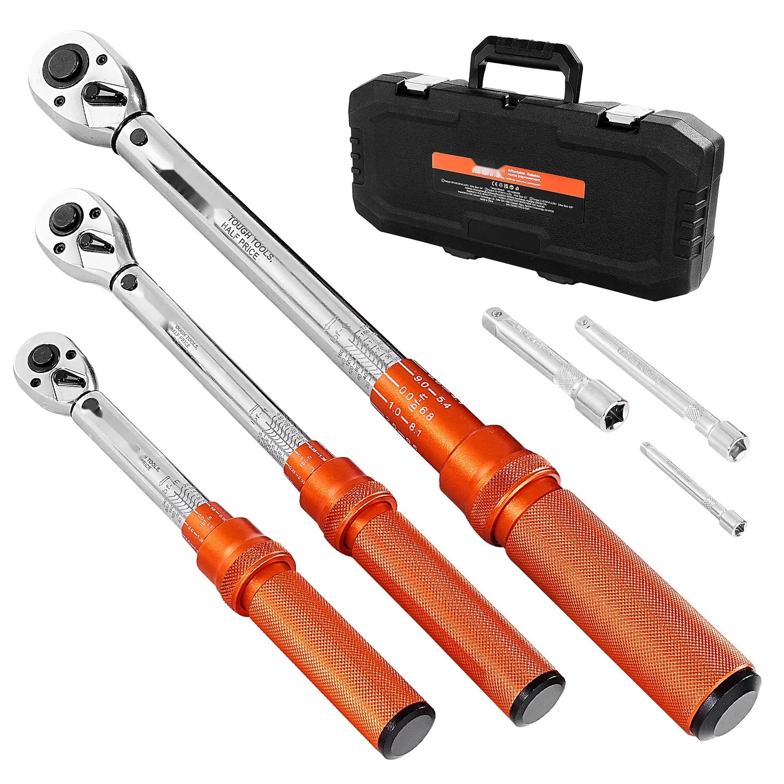 Click Torque Wrench Set, 3-Piece, 1/4, 3/8, and 1/2 Inch Drive, Dual-Direction 72-Tooth Ratchet, Precision Torque Tool Kit for Automotive Repair and Maintenance, Durable Zinc Alloy Hand Tools