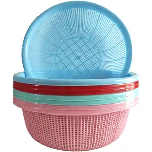 8 count Plastic Wash Basket Round Perforated Colander Wash Vegetables and Fruits Drain Cooked Pasta Kitchen Essentials  Strainer Basket Strainer Kitchen Blue  green red