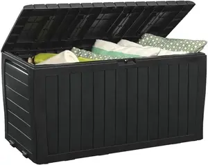 Keter Marvel Plus 71 Gallon Resin Deck Box-Organization and Storage for Patio Furniture Outdoor Cushions, Throw Pillows, Garden Tools and Pool Toys, Graphite