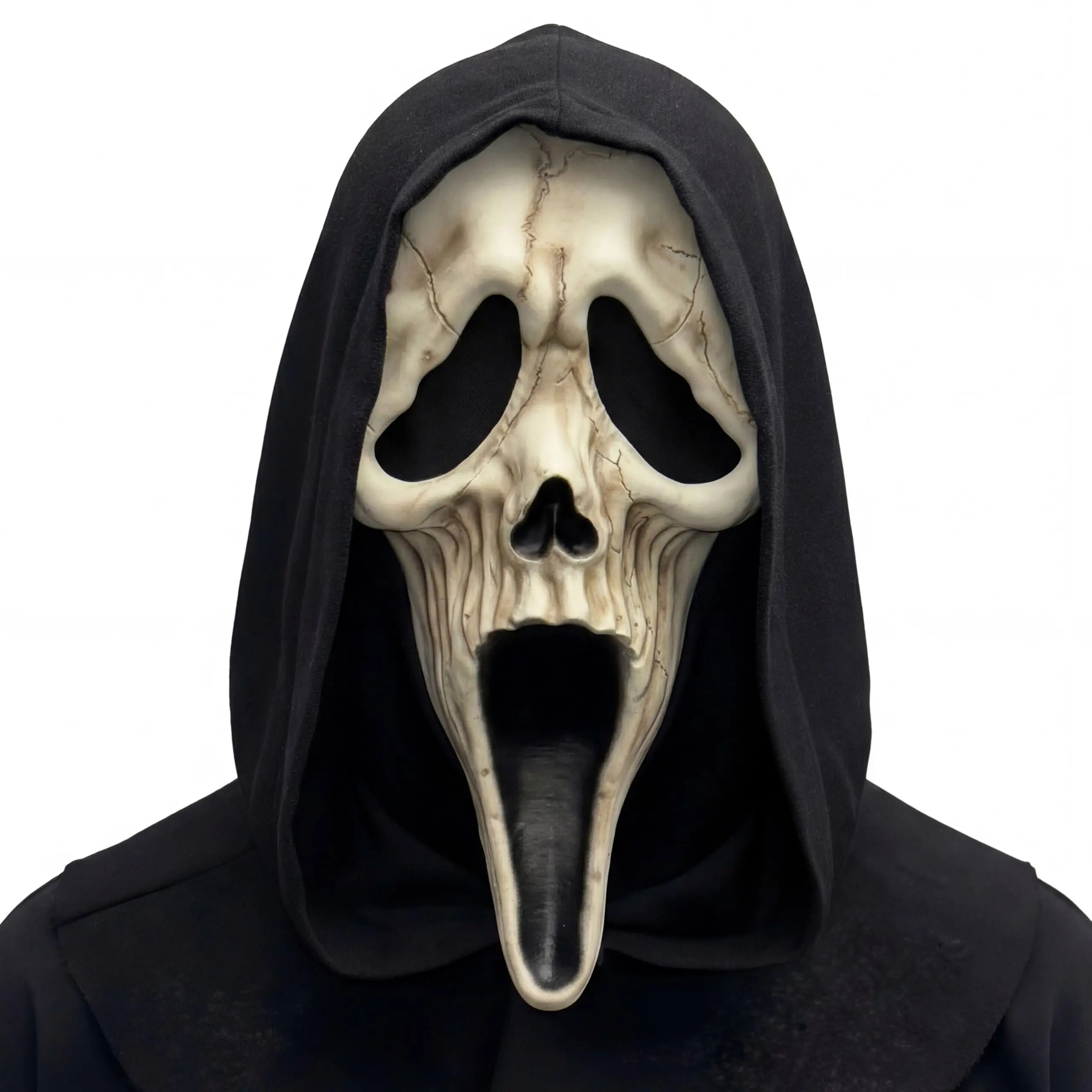 Fun World Ghost Face Adult Reaper Mask, One Size Fits Most, Tan/Black