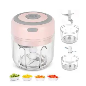 Electric Garlic Chopper, USB Rechargeable Portable Mini Food Processor For Ginger, Food Chopper,Chili, Meat Mincing Kitchen Gadget,Onion Chopper, Portable Small Food Processor for Ginger, Chili, Vegetables