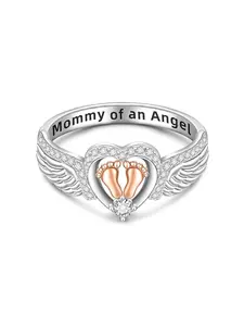 Creative Angel Ring for Mommy, Wedding Anniversary Ring, Fashionable Heart Design, Perfect Daily Wear Accessory, Ideal Holiday Gift, Stylish Wings Detail