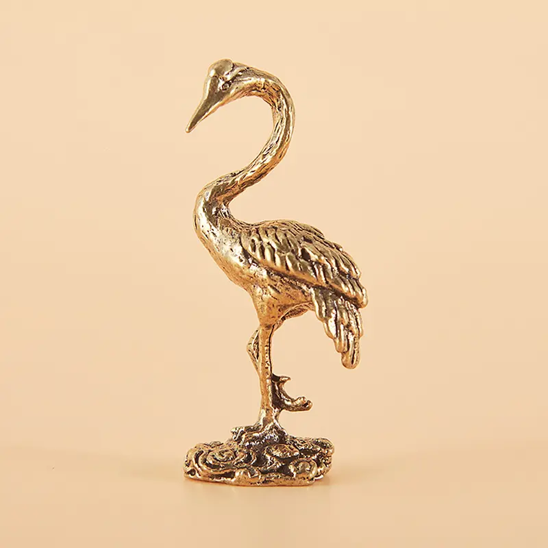 Vintage Brass Crane Statue, Antique Craftsmanship Decorative Sculptures Home Decor Accent, Perfect Gift for Holidays & Seasons, Elegant Design, Home Decoration, Statues Figurines, Decoration Items