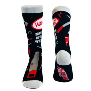 Do Not Touch My Tools Or My Daughter Funny Novelty Socks Gag Gift for Dad Crazy (Black) - Mens (7-12) Funny Graphic Socks Comfortable Fitted Spandex Cotton