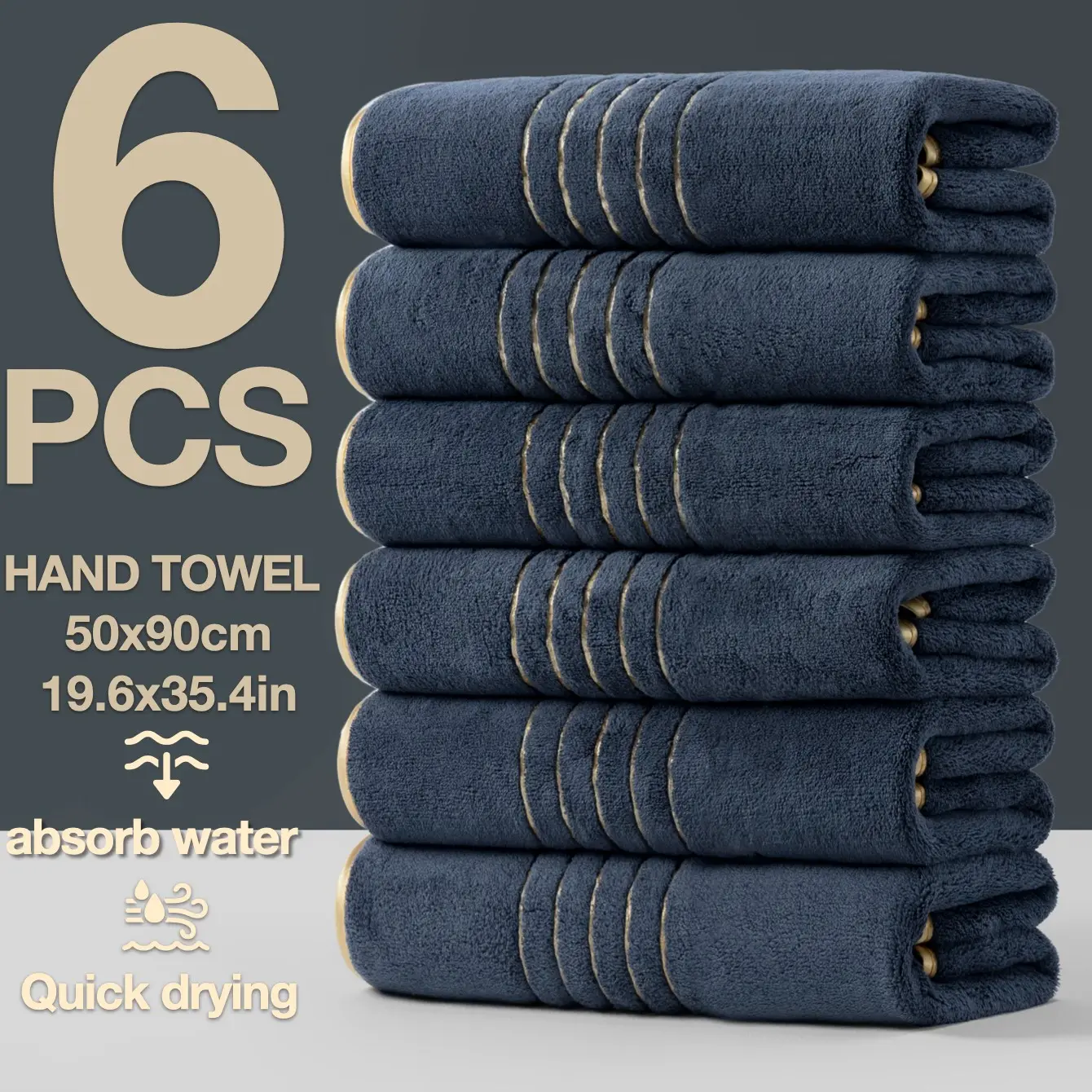 6-Pack High-Quality Luxury Face Towels, Quick Drying Towels, 50x90cm, Ultra-Soft Microfiber, Absorbent, Reusable, Ideal for Spa, Salon, Home, School, Gym, Hand Towel, Towel Set