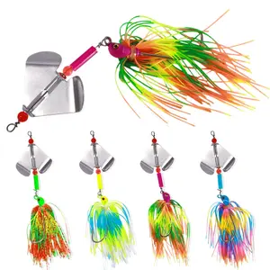 4pcs,Metal Spinnerbait Fishing Lure,Custom Tackle Bass Trout Salmon Catfish Hand Made Artificial Bait,Silicone Skirt,Family Outdoor Fishing Equipment